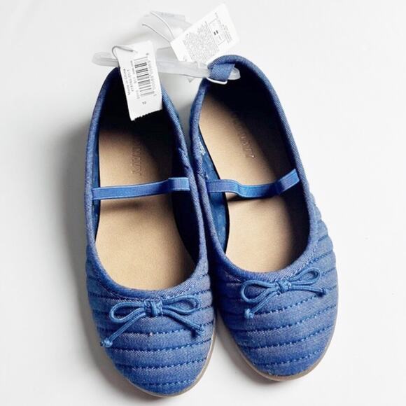 Old Navy Toddler Girl Cute and Stylish Comfortable Chambray Blue Ballet Flats - Picture 1 of 8
